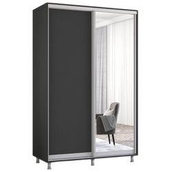 cumpără Dulap Mobildor-Lux Aron cu uși glisante din oglindă și PAL (180x60x240H cm) Anthracite în Chișinău 
