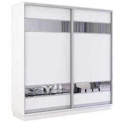 купить Шкаф Mobildor-Lux Fox uși glisante din PAL cu elemente din oglindă (210x60x210H cm) Alb в Кишинёве 