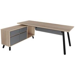 cumpără Masă de birou Deco Fusion + box incorporat Stinga 1800x800/1550x400 în Chișinău 