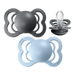 Suzete din silicon Bibs Supreme (0-6 luni) Iron/ Baby blue