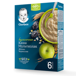 Каша мультизерновая без молока яблоко-ченослив Gerber, с 6 месяцев, 180г