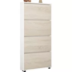 купить Полка для обуви Mobildor-Lux Leo Slim 80x16x164H cm White/Sonoma в Кишинёве 