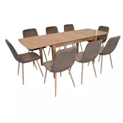 купить Комплект стол и стулья Evelin di Costacurta стол HV-27V Light Brown + 8 стульев YTC-080Wo Bluvel-38 в Кишинёве 