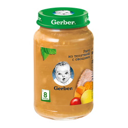 Пюре Gerber рагу телятина-овощи, с 8 месяцев, 190г