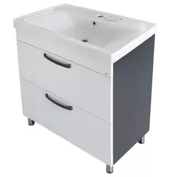 cumpără Dulap pentru lavoar Mashtab 11615 Agat cu 2 sertare 60cm Alb-Antracit în Chișinău 