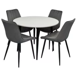 купить Комплект стол и стулья Evelin di Costacurta cтол DT-402-3B + 4 стула YTC-055B Bluvel-14 (Dark grey) в Кишинёве 