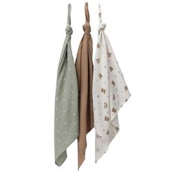 купить Аксессуар для пеленания Premaman PBRKKB-ECR-UNQ Set de 3 pelinci de muselina Regele padurilor, 70x70cm в Кишинёве 