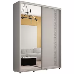 купить Шкаф Mobildor-Lux Compact uși glisante Oglindă + PAL cu ornament grecesc (170x45x200H cm) Grey в Кишинёве 