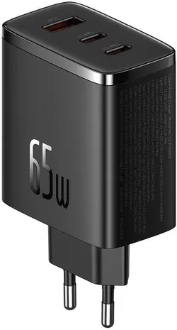 купить Зарядное устройство сетевое Baseus P10152301113-00 GaN 2*Type-C+1*USB-A 65W, Cube Pro Series, Cluster Black в Кишинёве 