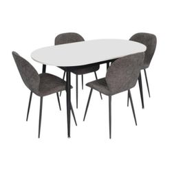 купить Комплект стол и стулья Evelin di Costacurta стол DT-533R B + 4 стула YTC-064B UF885-15 (Dark grey) в Кишинёве 