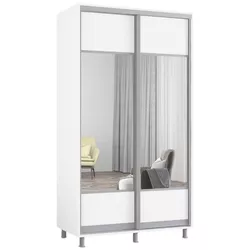 cumpără Dulap Mobildor-Lux Aron cu uși glisante cu oglindă orizontal (130x60x200H cm) Alb Brilliant în Chișinău 