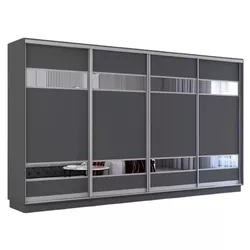 cumpără Dulap Mobildor-Lux Fox uși glisante din PAL cu elemente din oglindă (380x60x210H cm) Anthracite în Chișinău 