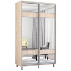 cumpără Dulap Mobildor-Lux Aron-P 1.0m-1.8m uși glisante din PAL cu oglindă zebra (140x60x200H cm) Sonoma în Chișinău 