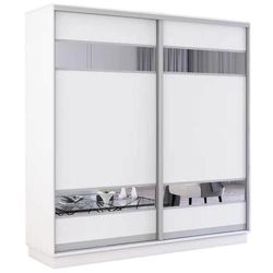 купить Шкаф Mobildor-Lux Fox uși glisante din PAL cu elemente din oglindă (190x60x230H cm) Alb в Кишинёве 