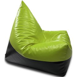 купить Кресло-мешок BeanBag BM5806, Пирамида, XL, глянцевая экокожа MAX, зеленый с черным в Кишинёве 