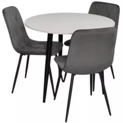 купить Комплект стол и стулья Evelin di Costacurta cтол DT-404-3B + 3 стула YTC-080B Bluvel-14 (Dark grey) в Кишинёве 