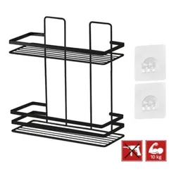 купить Полка для ванной Hydro S MAGIC FIX 744, Negru, suport dublu в Кишинёве 