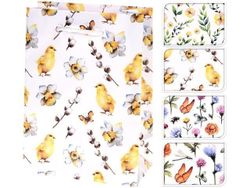 Пакет подарочный "Бабочки, цыплята, цветы" 23X18X8cm