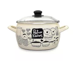cumpără Cratiță Promstore 54166 emailata Retro 18cm, 3,3l, capac din sticla în Chișinău 