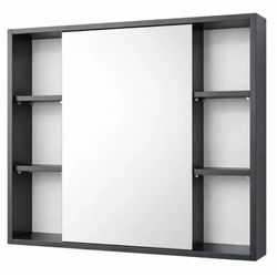 купить Зеркало для ванной Mashtab 11855 Alicante 800x155x730 Antracit Mat в Кишинёве 