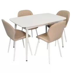 купить Комплект стол и стулья Evelin di Costacurta стол DT-532R Wh + 4 стула YTC-064Wh Bjorn-24 (Light beige) в Кишинёве 