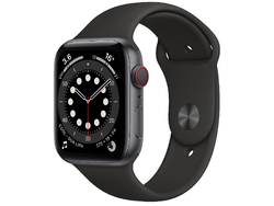 Apple Watch Series 6 GPS + Cellular, 44mm Stainless Steel Case with Black Sport Band,M09H3 ,Graphite