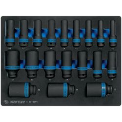 cumpără Set de tubulare, bite, duze King Tony 4419MP набор 1/2" ударных головок 6 гран. 10-32мм, 19 пр. în Chișinău 