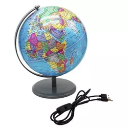 купить Глобус New World Glob cu harta politica a lumii, d=20 cm cu iluminare, albastru (Gl.20.PVC_USB_bl) в Кишинёве 