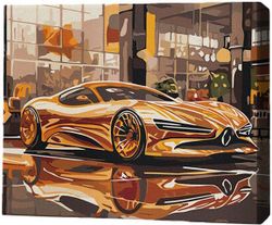 cumpără Tablou pe numere BrushMe RMG0035FC 30x40сm (fără cutie) Supercar auriu în Chișinău 