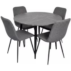 купить Комплект стол и стулья Evelin di Costacurta cтол DT-402-6B + 4 стула YTC-078B Bluvel-14 (Dark grey) в Кишинёве 