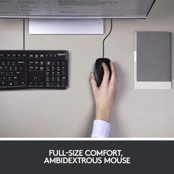 Keyboard & Mouse Logitech MK120, Thin profile, Spill-resistant, Quiet typing, Black, USB