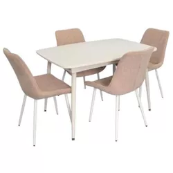 купить Комплект стол и стулья Evelin di Costacurta стол DT-532R Wh + 4 стула YTC-055Wh UF885-03 (Light beige) в Кишинёве 