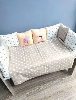 Комплект постельного белья в кроватку Pampy Bej Stars & milk