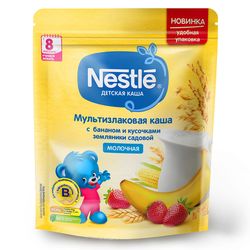 Каша мультизлак банан-земляника с молоком Nestle, с 8 месяцев, 220г