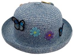 Шляпа детская летняя D24cm, с цветами и бабочками