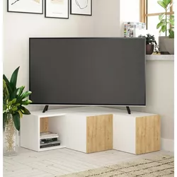 cumpără Comodă TV Trendy Compact, alb, stejar 90x32x92cm în Chișinău 