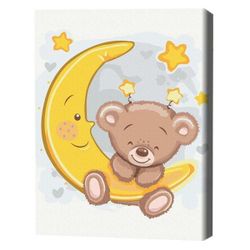 купить Картина по номерам BrushMe KBS0107FC 30*40 сm (fără cutie) Ursulețul pe lună в Кишинёве 