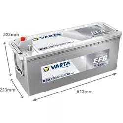 купить Автомобильный аккумулятор Varta 190AH 1050A(EN) клемы 3 (513x223x223) TE 077 EFB (690500105K182) в Кишинёве 