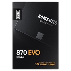 2.5" SATA SSD  250GB Samsung 870 EVO "MZ-77E250BW" [R/W:560/530MB/s, 98K IOPS, MGX, V-NAND 3bit MLC]