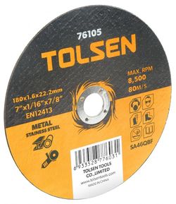Диск отрезной по металлу 180x1.6x22mm Tolsen