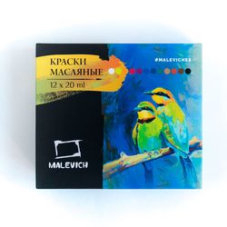 Набор масляных красок Малевичъ, 12 цв. по 20 мл