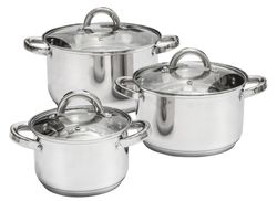 cumpără Cratiță Ambition 68878 Cookware Set 6pcs With Lid, Berry, Stainless Steel, Tempered Glass în Chișinău 