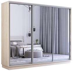 cumpără Dulap Mobildor-Lux Fox uși glisante din oglinzi (270x60x200H cm) Sonoma în Chișinău 