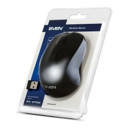 Wireless Mouse SVEN RX-270W, Optical, 800-1600 dpi, 4 buttons, Ambidextrous, Black