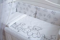 Постельный комплект Eco Line New E-025 6 ел Teddy white/grey, код 42987