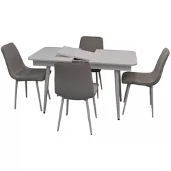 cumpără Set masă și scaune Evelin di Costacurta стол DT-431-1R WH + 4 стула XR-154Wh Light Grey47 (velur) în Chișinău 