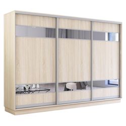 купить Шкаф Mobildor-Lux Fox uși glisante din PAL cu elemente din oglindă (330x60x220H cm) Sonoma в Кишинёве 