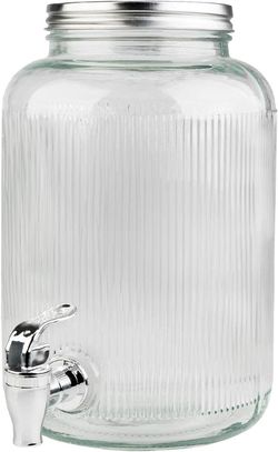 купить Контейнер для хранения пищи Excellent Houseware 38635 Borcan băuturi Dungi, 4.0L, D16x25cm, din sticla cu robinet в Кишинёве 