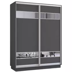 cumpără Dulap Mobildor-Lux Fox uși glisante din PAL cu elemente din oglindă (190x60x200H cm) Anthracite în Chișinău 