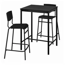 купить Мебель для кухни Ikea Обеденный набор Sandsberg/Stig 2 барных стула 67x67 Black/Black в Кишинёве 